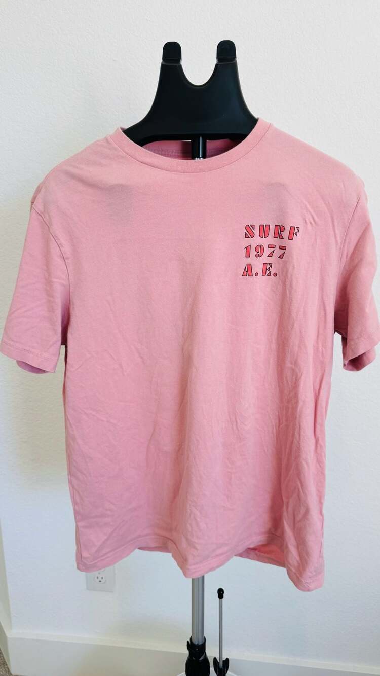 American Eagle Graphic T-Shirt Size M Pink Surf 1977 Sunset